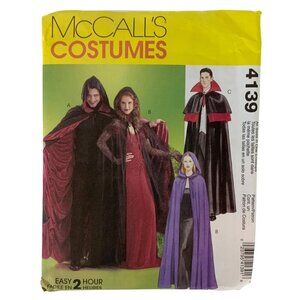 McCalls 4139 Costume Sewing Pattern Capes and Cloaks Adult S-M-L-XL 2003